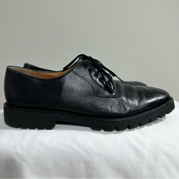 Salvatore Ferragamo Mens Derby Shoes 10,5 D Oxford Black Leather - Picture 6 of 16